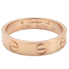 Authentic Cartier Mini Love Ring K18PG Rose Gold #48 US4.5 HK9.5 EU48 Used F/S