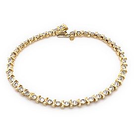 Round Brilliant Diamonds S Link 1.00 tcw 14kt Yellow Gold Tennis Bracelet