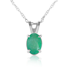 0.75 CTW 14K Solid White Gold Necklace Natural Emerald