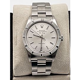 Rolex Air King Silver Dial Stainless Steel Engine Turned Bezel