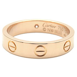 Authentic Cartier Mini Love Ring 1P Diamond K18 750PG #51 US5.5-6 EU51 Used F/S