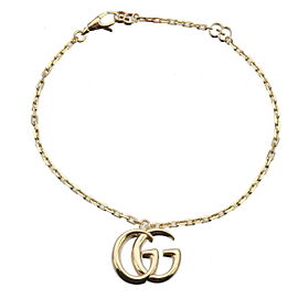 Authentic GUCCI GG Marmont Double G Logo Bracelet K18YG Yellow Gold Used F/S