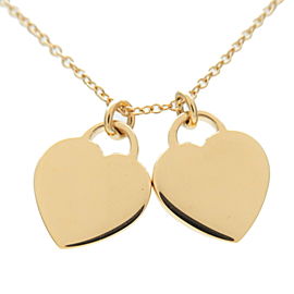 Auth Tiffany&Co. Return to Tiffany Mini Double Heart Tag Necklace K18YG Used F/S