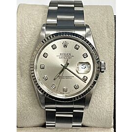 Rolex Datejust Silver Diamond Dial Stainless Steel