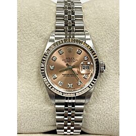 Rolex 79174 Ladies Datejust Pink Salmon Diamond Dial Stainless Steel