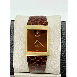 Rolex Cellini 18K Yellow Gold Brown Leather Strap