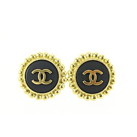 Chanel 95p Black x 24k Gold Plated CC Earrings