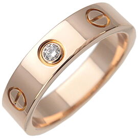 Auth Cartier Mini Love Ring 1P Diamond K18PG 750 Rose Gold #47 US4-4.5 Used F/S