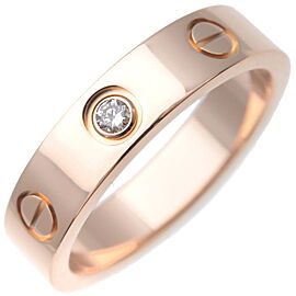 Authentic Cartier Mini Love Ring 1P Diamond 750 Rose Gold #48 US4.5 Used F/S