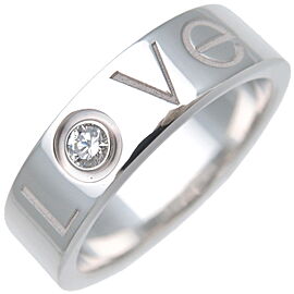 Auth Cartier Love Ring 1P Diamond K18WG 750WG White Gold US7 EU54.5 Used F/S