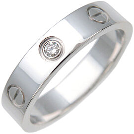 Auth Cartier Mini Love Ring 1P Diamond K18WG 750 White Gold #50 US5-5.5 Used F/S