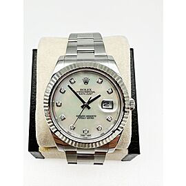 Rolex Datejust II 116334 White MOP Diamond Dial Stainless Steel