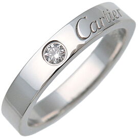 Cartier Engraved 1P Diamond Ring Platinum