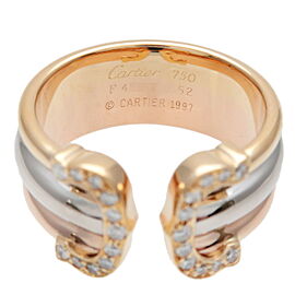 Cartier 2C Diamond Ring LM Three Color K18 750YG/WG/PG #52 US6-6.5 Used F/S