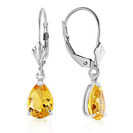 2.85 CTW 14K Solid White Gold Plunge Through Citrine Earrings