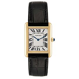 Cartier Tank Solo Small Yellow Gold Steel Silver Dial Ladies Watch