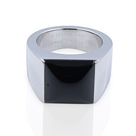 Cartier Tank 18K White Gold with Black Onyx Ring Size 4.75