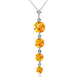 3.9 CTW 14K Solid White Gold Love Course Citrine Necklace