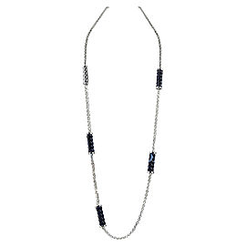 Baccarat Sterling Sterling Silver Lead Crystal Midnight Blue Torsade Necklace