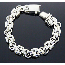 ▌Handmade Men's/Women's 925 Sterling Bali Art Link Chain Bracelet Size
