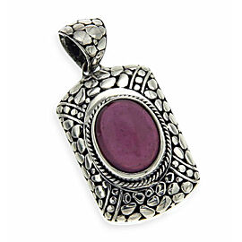 Solid Sterling Silver Pebble Bali Ruby Charm Pendant