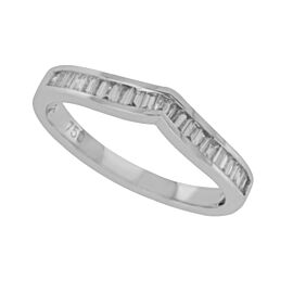18K White Gold 0.36 CT Baguette Diamonds Chevron Wedding Band Ring Size