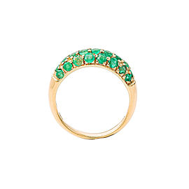 14K Yellow Gold Round Cut Emerald Band Ring 3.0 Grams Size 7