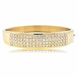 14k Yellow Gold Pave Diamonds Bangle Bracelet