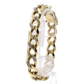 Estate 14k Yellow Gold Diamond 1.8ct Curb Link Bracelet 38.5 Grams Size 7.75"