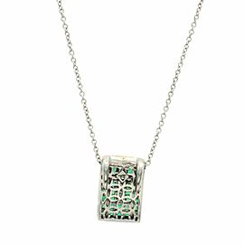 Invisible Set 0.73 CT Diamonds 2.66 CT Colombian Emerald 14K Gold Cross Necklace
