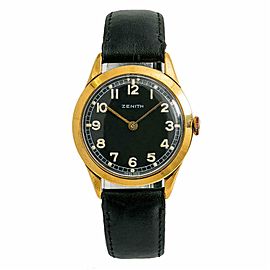 Zenith Mens Vintage Manual Hand Winding Watch Black Dial Gold Plated 35mm