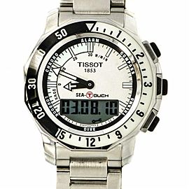 Tissot T026420A Stainless Steel White Dial Alarm Compass Digital Mens Watch