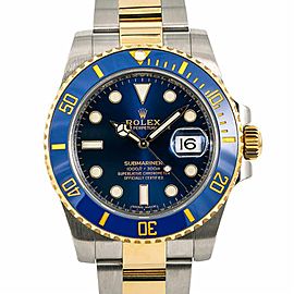 Rolex Submariner 116613 Ceramic Blue Automatic Watch 18k Two Tone W/Papers 40mm