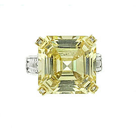 Judith Ripka Large Square Yellow Colored Stone Stainless Steel Ring