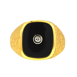 14k Yellow Gold Onyx & Diamonds Men's Ring