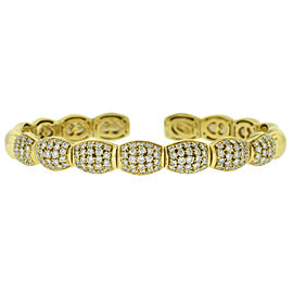 18k Yellow Gold Pave Diamond Bangle Bracelet