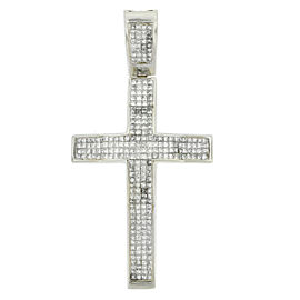 14k White Gold Diamond Princess Cut Cross