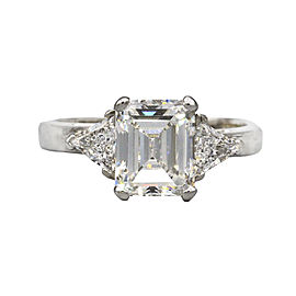 2.11 Carat EGL Emerald Cut Diamond Engagement Ring in Platinum