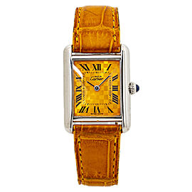 Cartier Tank 2416 Limited Edition Orange Quartz Lady Silver 925 Case Watch 22mm