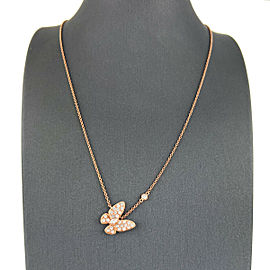 18k Rose Gold Diamond Butterfly Necklace