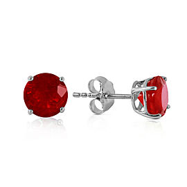 0.95 CTW 14K Solid White Gold Kiss Goodnight Ruby Earrings