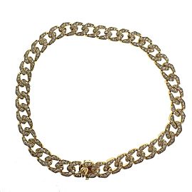 18k Yellow Gold Cuban Link Diamond Ladies Bracelet 1.80 CTW