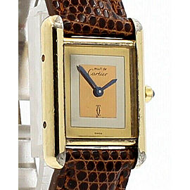 CARTIER Must De Cartier Vermeil Gold Sterling Rectangle Tri Gold Dial Watch
