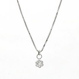 Women's Dainty Diamond Flower Pendant Necklace in 14k White Gold