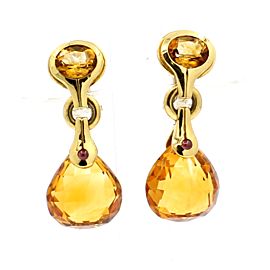 Antonini Maderia 18k Yellow Gold Citrine Ruby Dangling Earrings