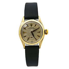 Rolex Oyster Perpetual Automatic Ladies Watch 9k YG Champagne Dial 25mm