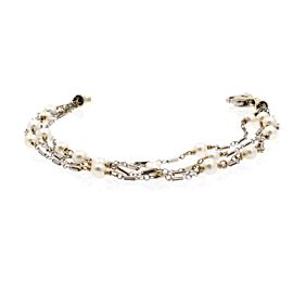 Fine Estate 14k White Gold Four Strand Pearl Bracelet 7" 8.2 Grams