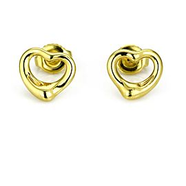 Tiffany & Co. Elsa Peretti Open Heart Stud Earrings in 18k Yellow Gold 11mm