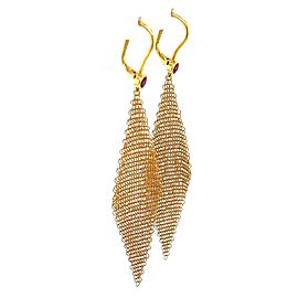 Tiffany & Co. Peretti Pink Sapphire 18k Yellow Gold Mesh Chain Dangle Earrings