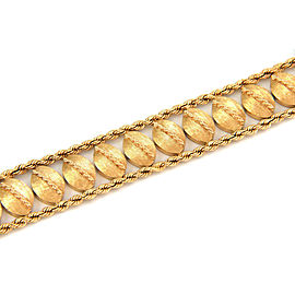 Estate 14k Yellow Gold 20mm Wide Marquise Motifs Rope Chain Bracelet 7" Long